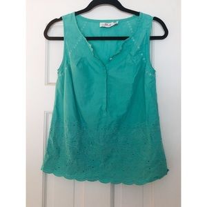 NWOT Anguilla Fish Eyelet top (teal)